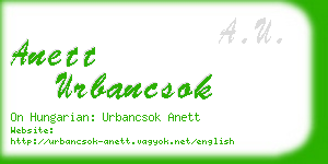 anett urbancsok business card